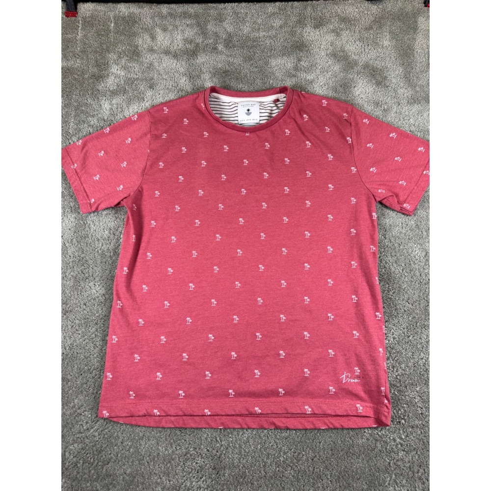 Cactus Man Ricky Singh Mens Red Palm Tree Print T-Shirt Size Medium